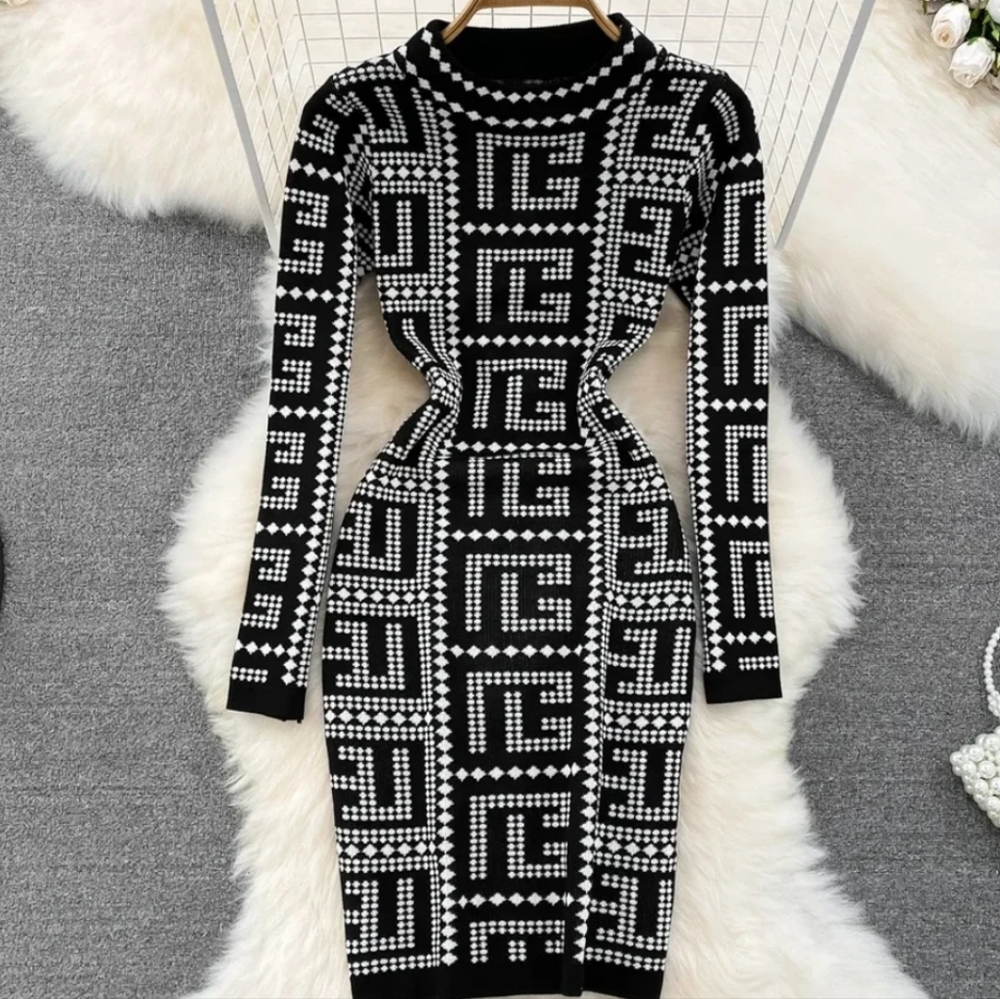 Monogram Jacquard Knit Dress - Picture 2 of 4